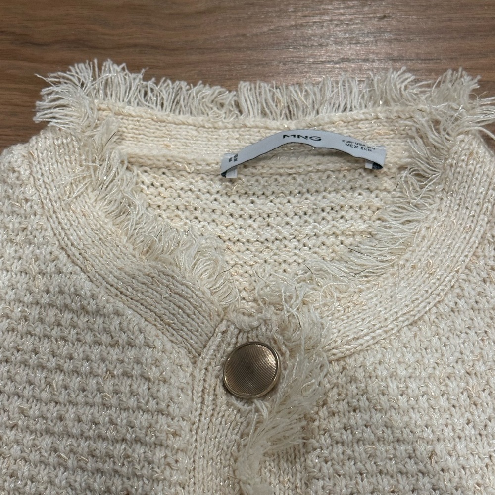 Mango Cream Button-Up Cardigan - Picture 6 of 8